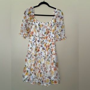 Floral Shoulder Puff Dress